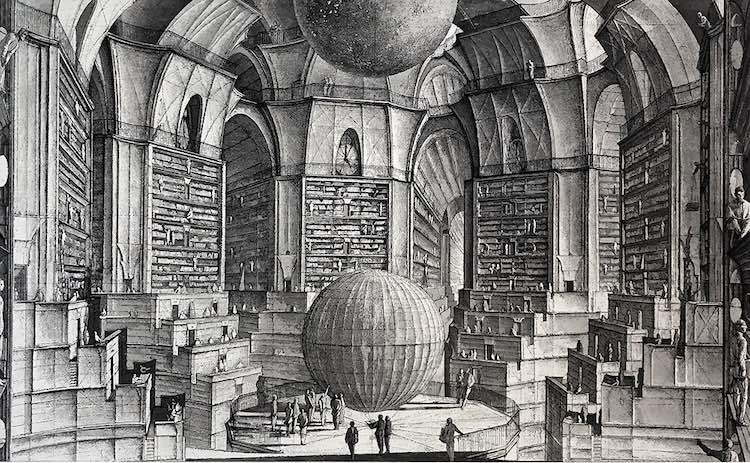 The Library of Babel by Érik Desmazières
