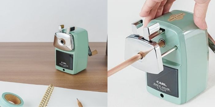 CARL浅绿色铁制可调式铅笔机/ 日本制