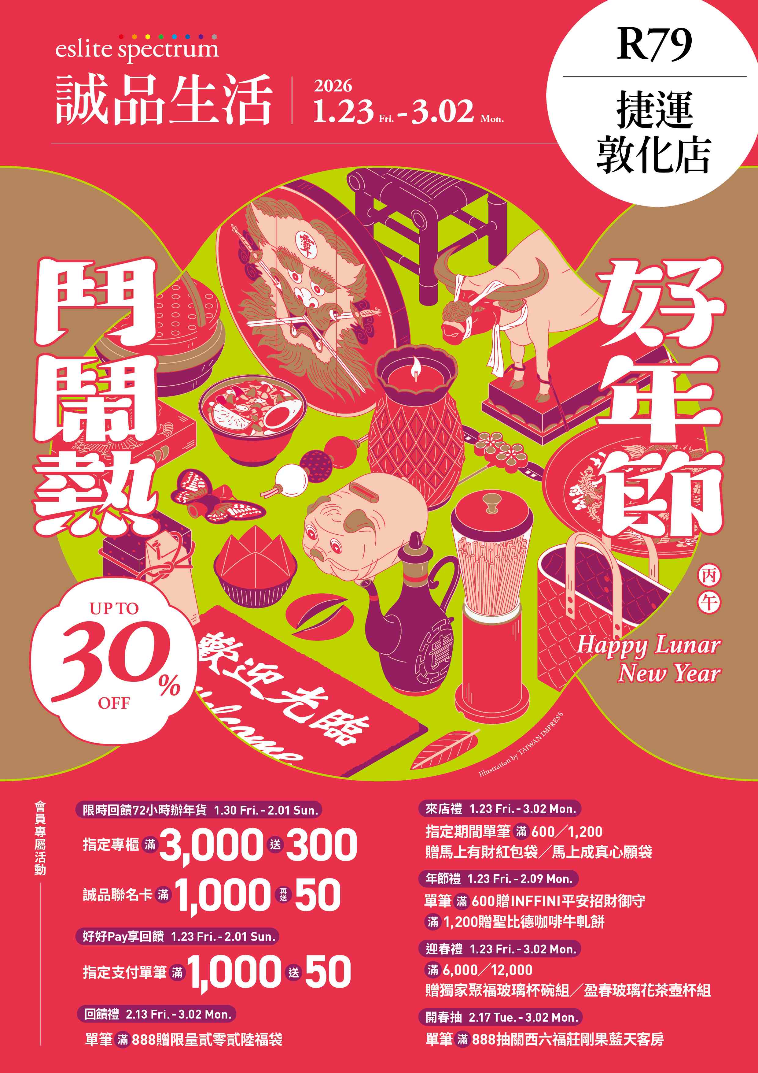 R79x捷運敦化店｜2026 誠品生活好年節 鬥鬧熱