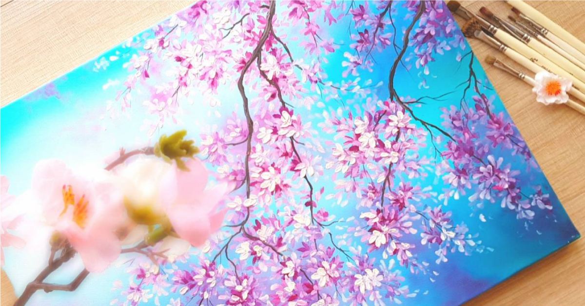 南紡店|創意美術 - 櫻花X油畫