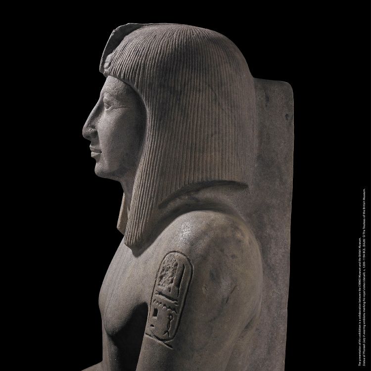 作品：塞提二世王權坐像（局部），約西元前1200–1194年。